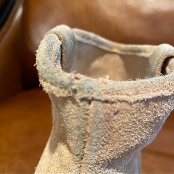 Splendid Beige Suede Chunky Heel Bootie SZ 6 - Picture 6 of 13